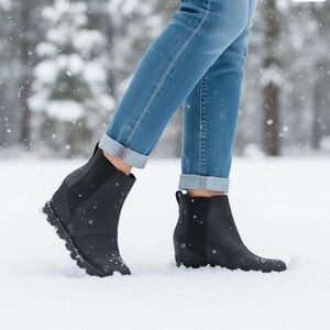 Sorel Joan Rhapsody Chelsea Black Ankle Boots